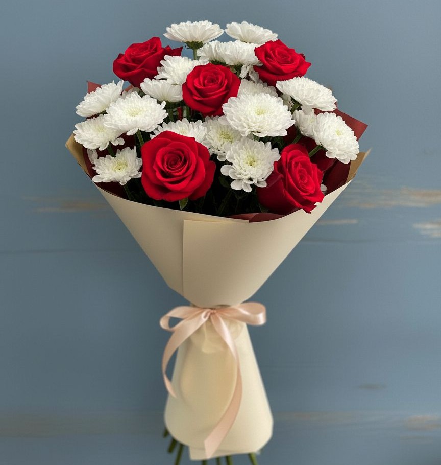 Букет цветов из: Розы и Хризантемы в Житнево