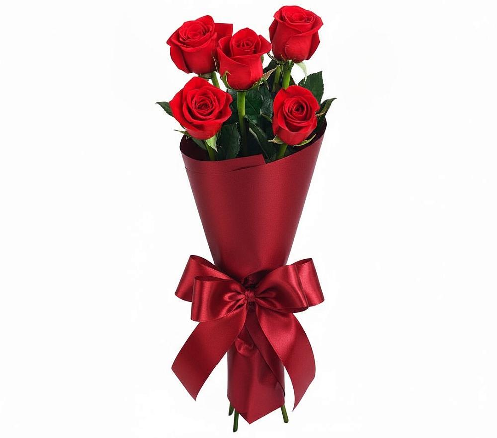 5 Красных роз Эдлесс Лав в Житнево Букет 5 Красных роз Эдлесс Лав в Житнево
