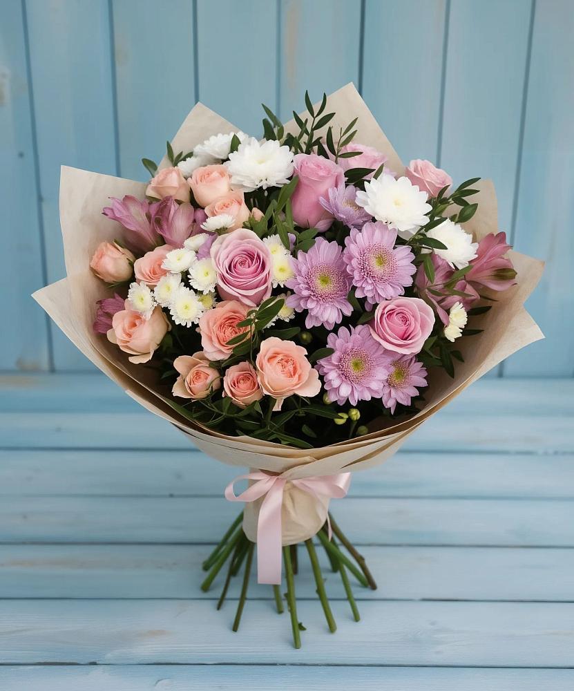 Букет цветов из: Хризантемы, Розы и Альстромерии в Житнево