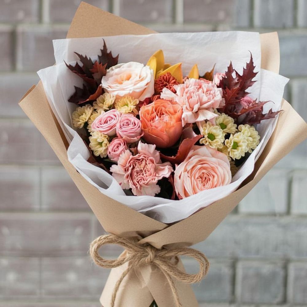 Букет цветов из: Гвоздики, Хризантемы и Розы в Житнево