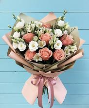 Букет цветов из:  Розы, Альстромерии и Лизиантусы в Житнево