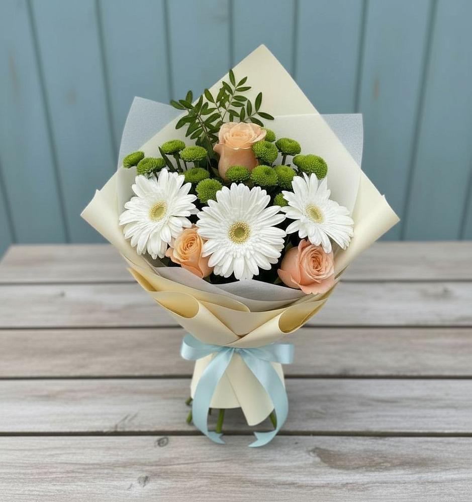 Букет цветов из: Герберы, Розы и Хризантемы в Житнево