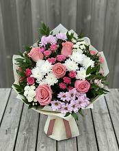 Букет цветов из:  Альстромерии, Гвоздики, Розы и Хризантемы в Житнево
