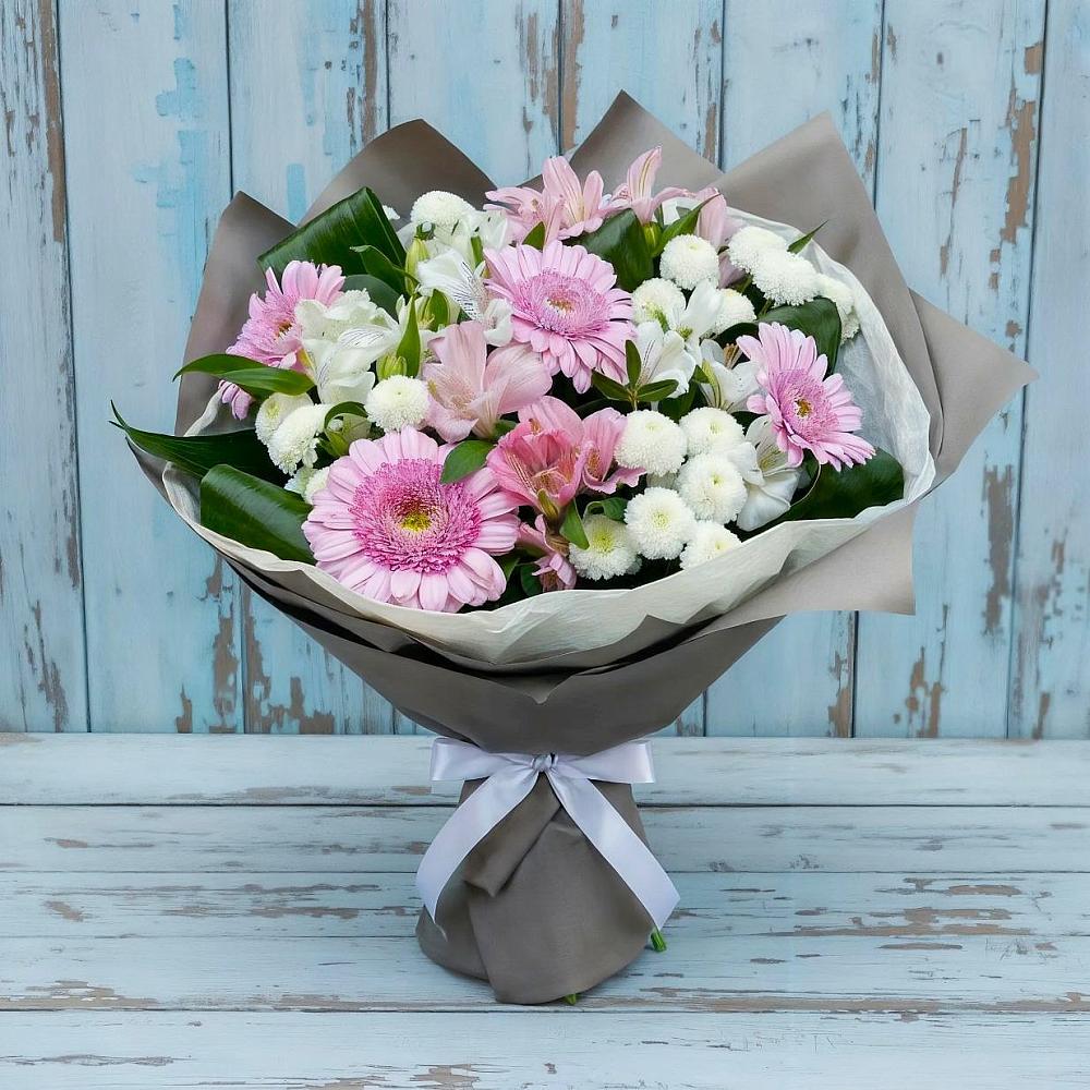 Букет цветов из: Герберы, Альстромерии и Хризантемы в Житнево