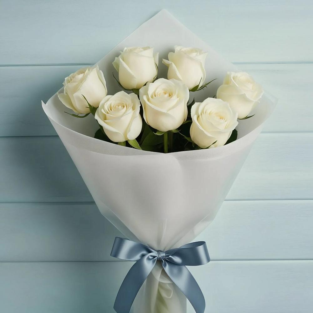 Букет 7 Белых роз Эдлесс Лав в Житнево